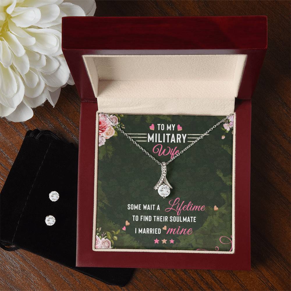 To My Military Wife, Lifetime - Alluring Beauty Necklace and Earring Set