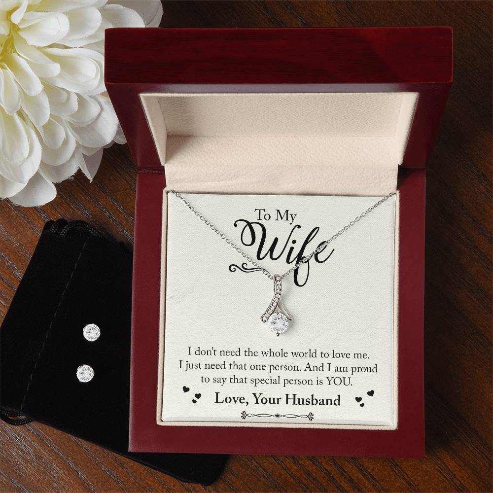 To My Wife, Love Your Husband - Alluring Beauty Necklace and Earring Set