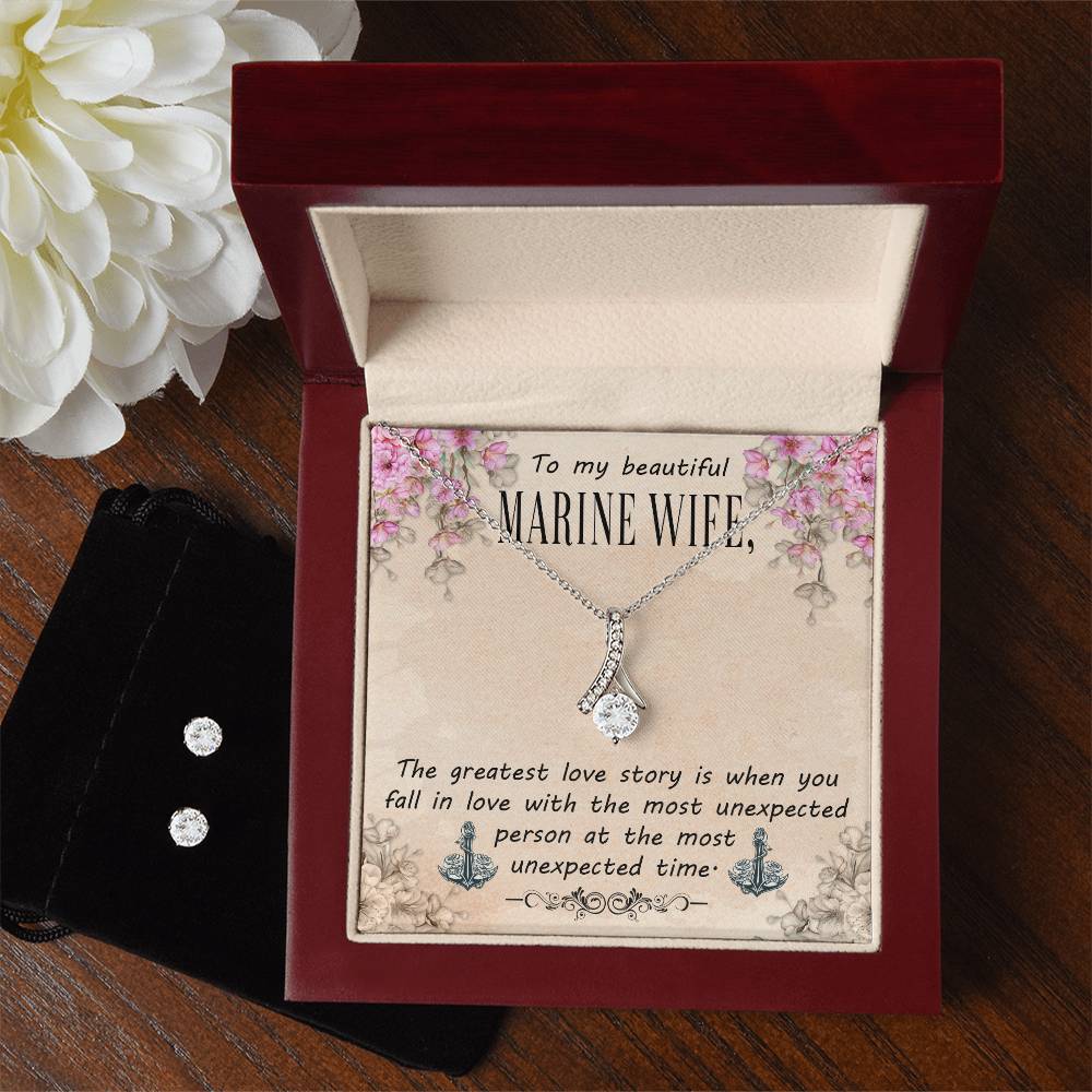 To My Beautifil Marine Wife - Alluring Beauty Necklace and Earring Set