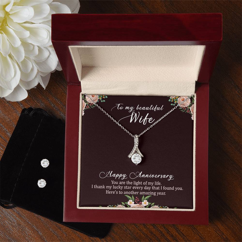 Anniversary Gift for Beautiful Wife - Alluring Beauty Necklace and Earring Set