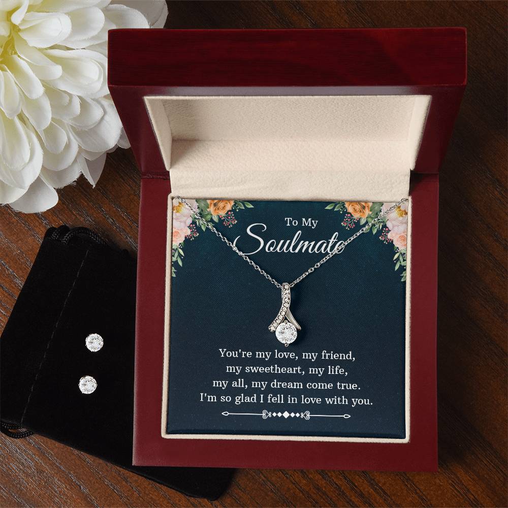 To My Soulmate, Girlfriend, or Wife - You're My Love - Alluring Beauty Necklace and Earring Set