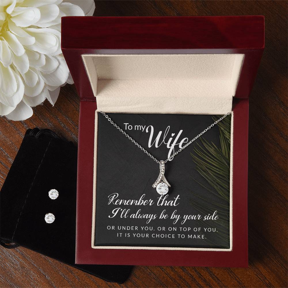 Funny Message to Wife - Alluring Beauty Necklace and Earring Set