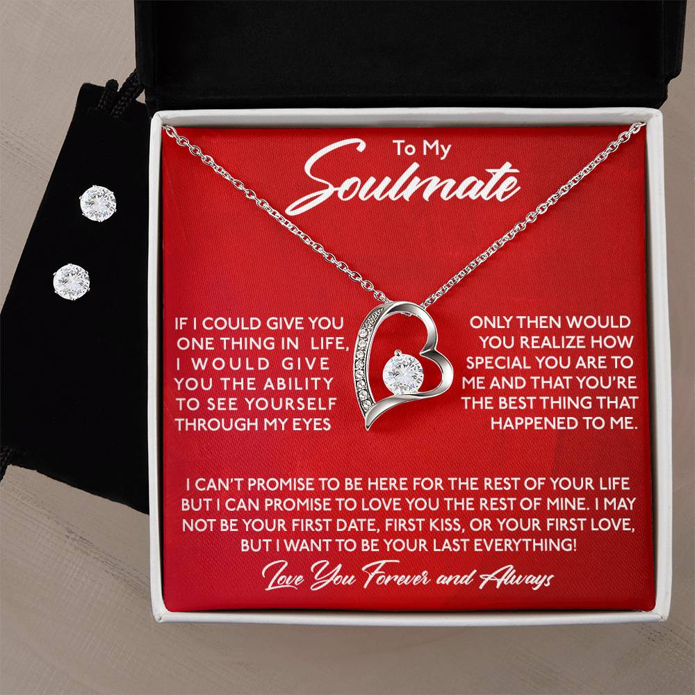 To My Soulmate, You Are Special To Me - Forever Love Heart Necklace and Earring Set