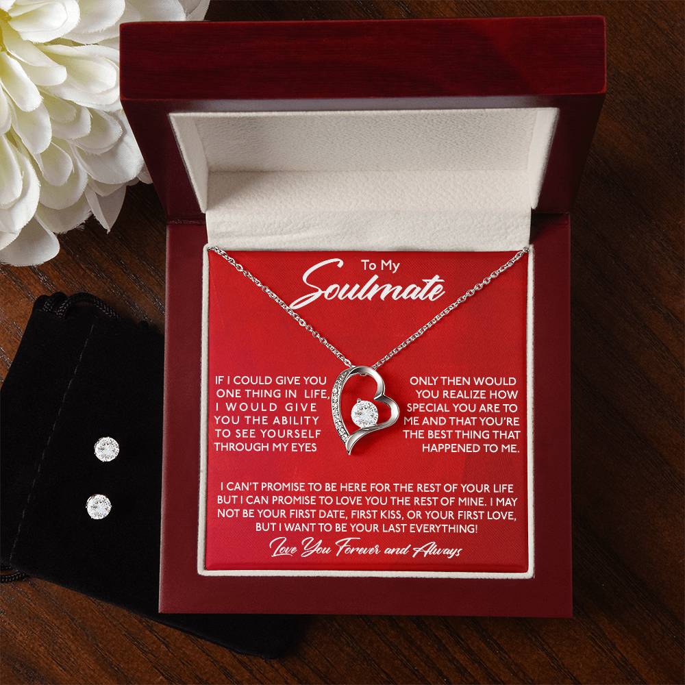 To My Soulmate, You Are Special To Me - Forever Love Heart Necklace and Earring Set