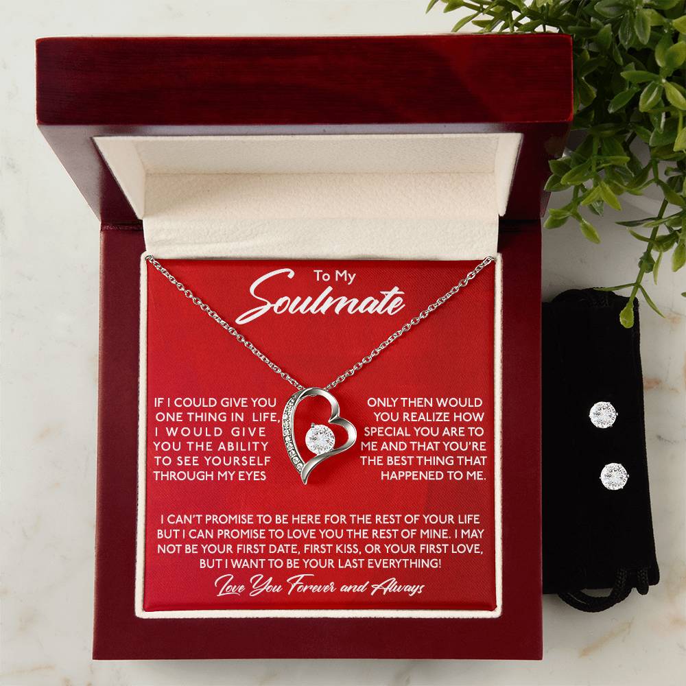 To My Soulmate, You Are Special To Me - Forever Love Heart Necklace and Earring Set