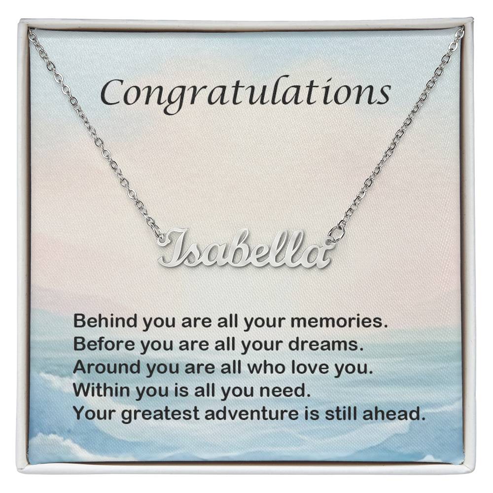 Congratulations Personalized Name Necklace Graduation Gift