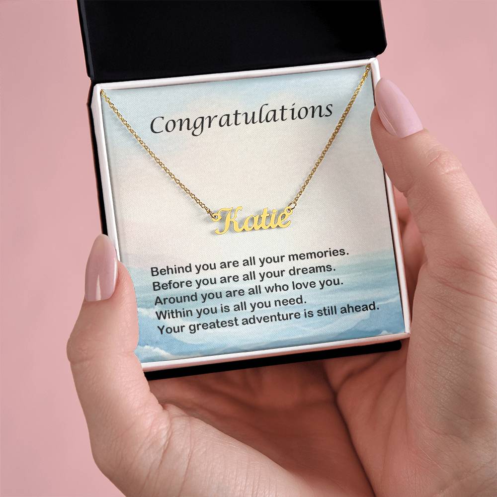 Congratulations Personalized Name Necklace Graduation Gift