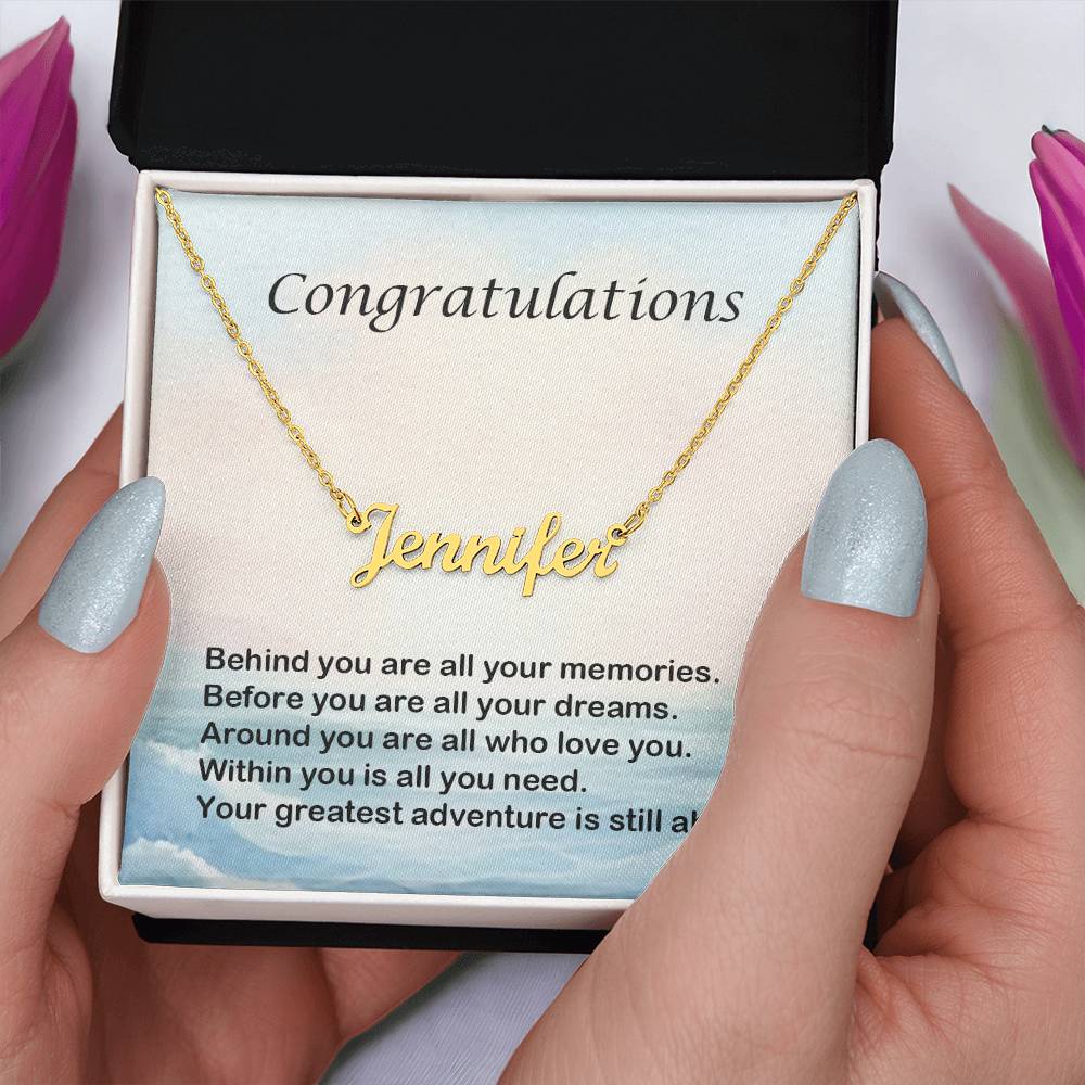 Congratulations Personalized Name Necklace Graduation Gift