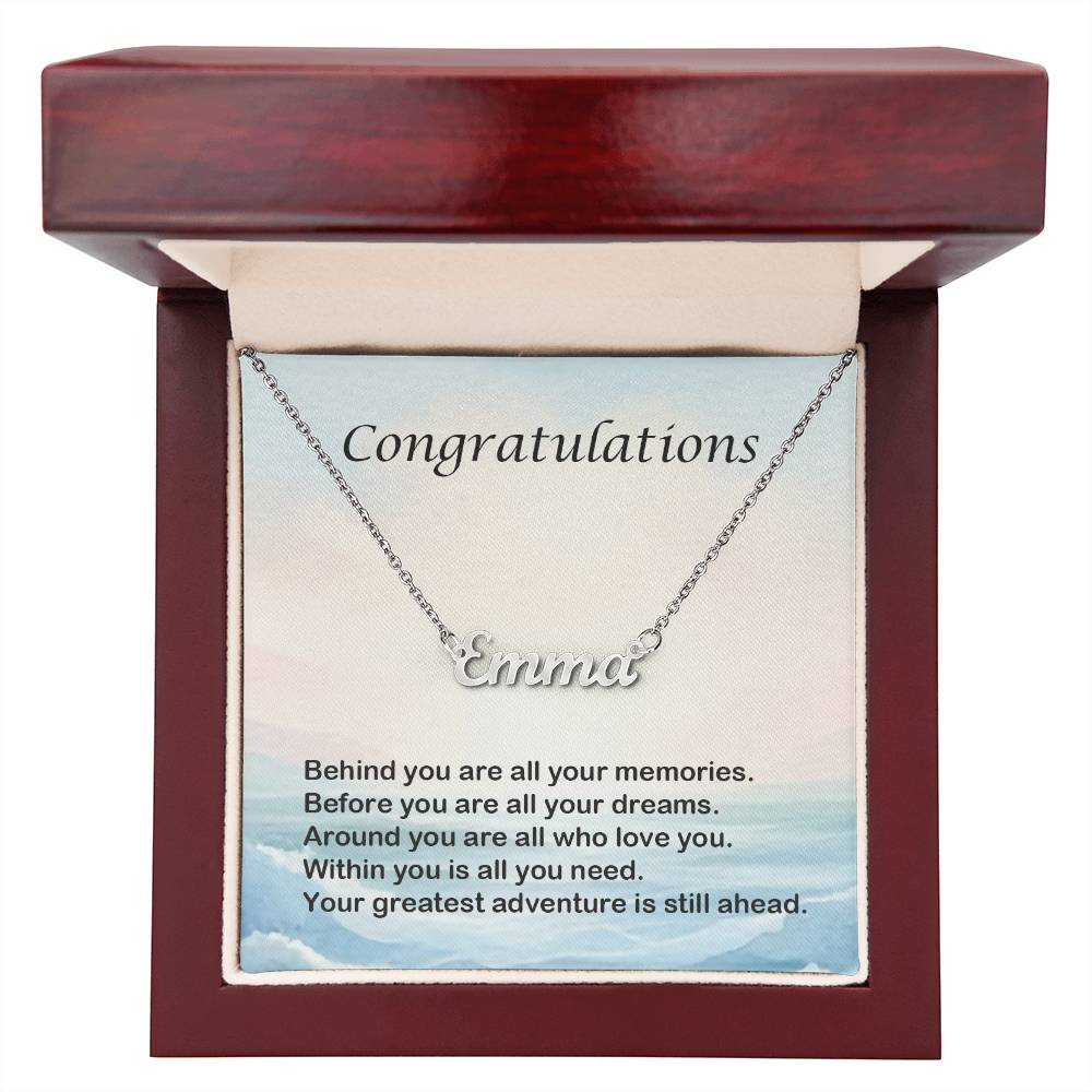 Congratulations Personalized Name Necklace Graduation Gift