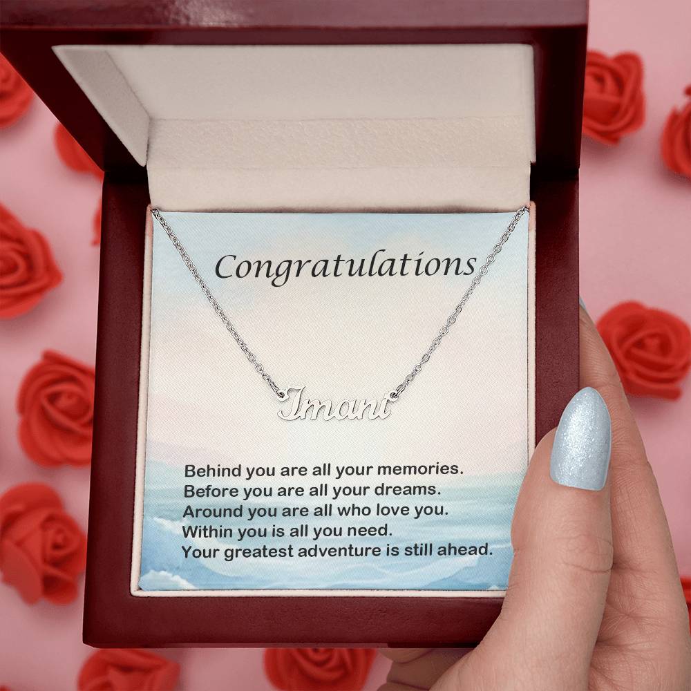 Congratulations Personalized Name Necklace Graduation Gift