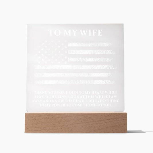 Acrylic Square Design_Military Wife - LED Base Available