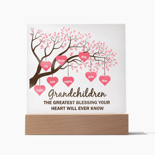 Acrylic Square Design_Grandchildren for Grandma-Personalized LED Base Available