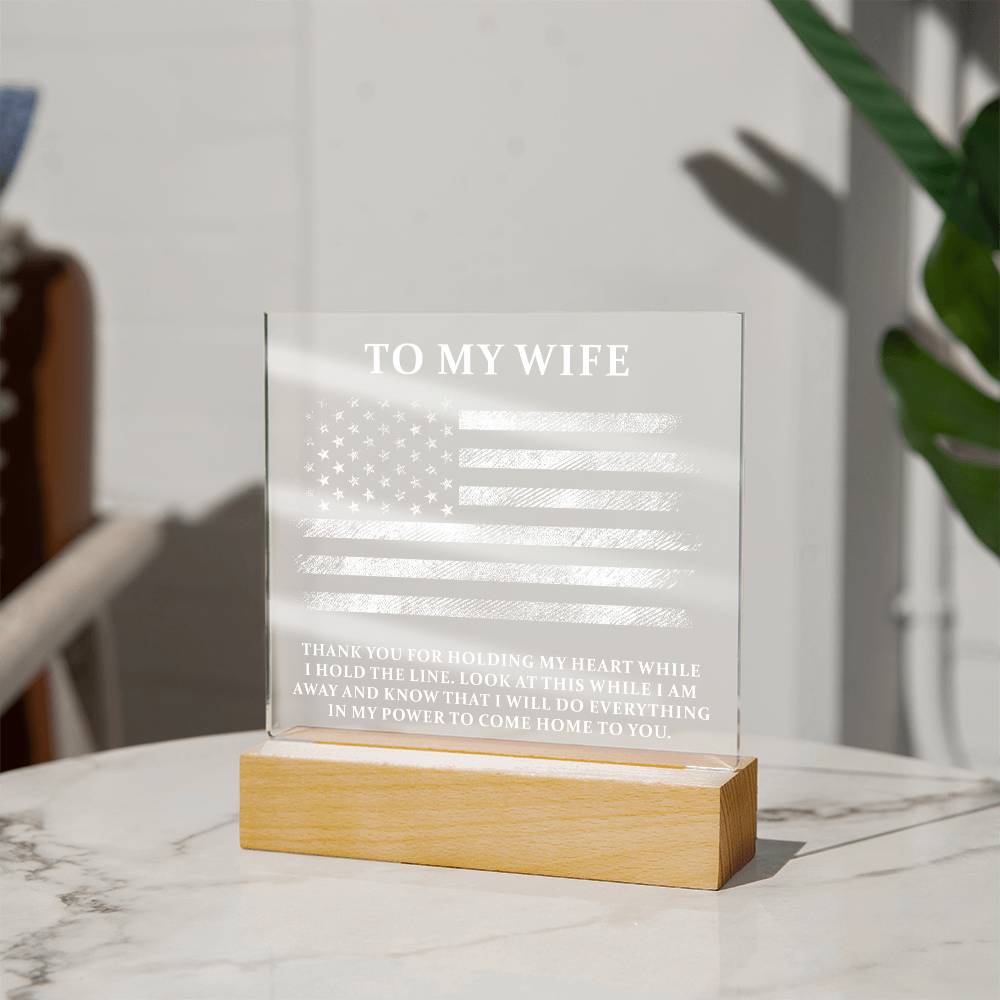 Acrylic Square Design_Military Wife - LED Base Available