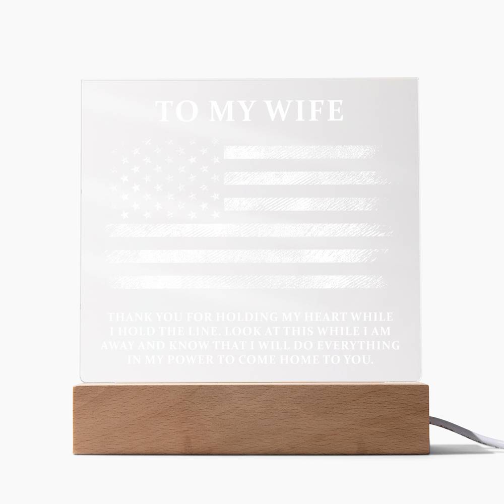 Acrylic Square Design_Military Wife - LED Base Available