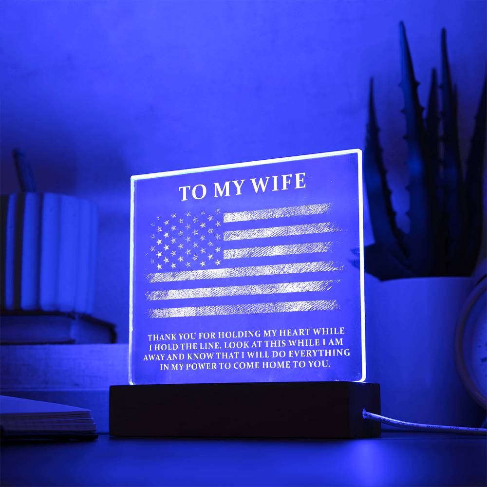 Acrylic Square Design_Military Wife - LED Base Available