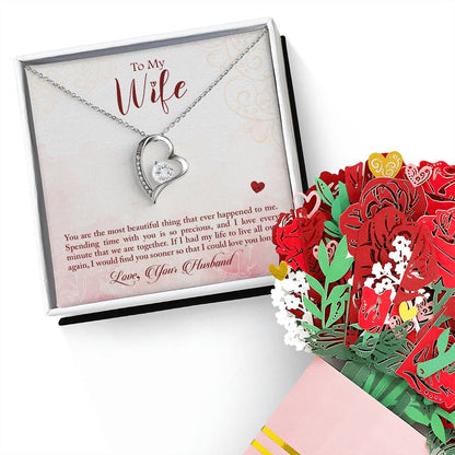 To My Wife-You are the most beautiful thing Openwork Heart Pendant Necklace