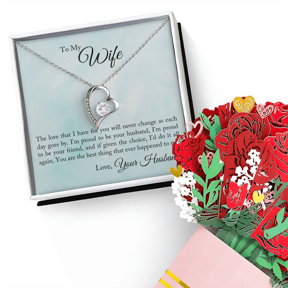 To My Wife - Proud To Be Your Husband Openwork Heart Pendant Necklace