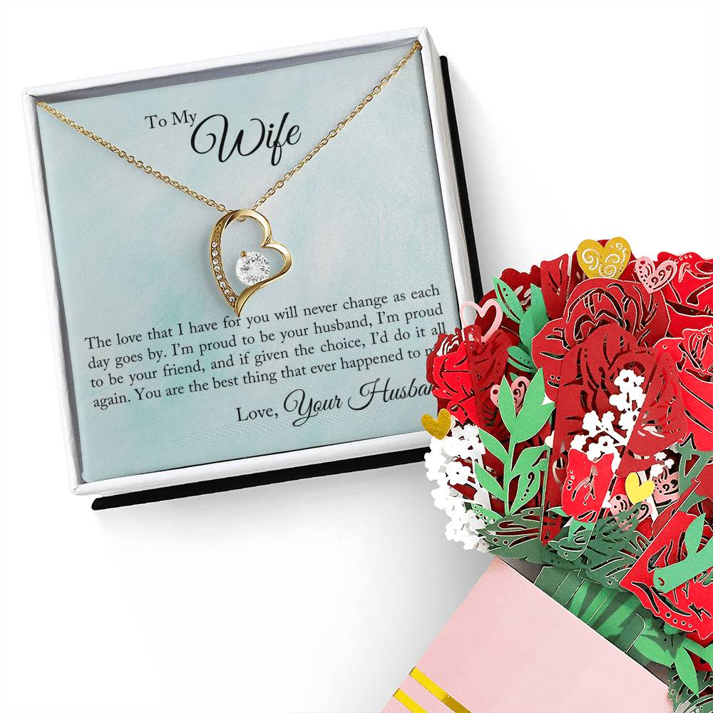 To My Wife - Proud To Be Your Husband Openwork Heart Pendant Necklace